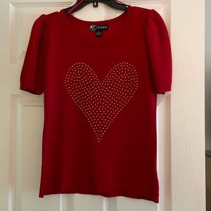80 Park short sleeve sweater, red, size small, gently worn.